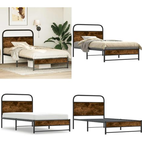 vidaXL Bettgestell ohne Matratze 90x190 cm Räuchereiche Holzwerkstoff