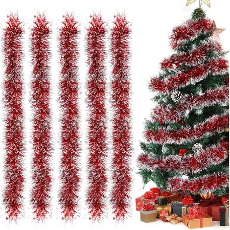 Guirlandes de Noël rouges en glaçure, lot de 5 guirlandes de Noël, guirlandes métalliques en glaçure, guirlande pour sapin de Noël