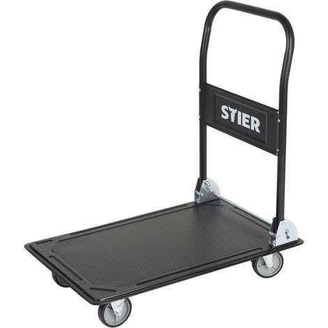 STIER Plattformwagen, Klappbar, Tragkraft 150 kg, Ladefläche 735 x 470 mm, Transporthilfe mit Lenkrollen, Rollwagen mit Antirutsch Beschichtung, stabil und sicher