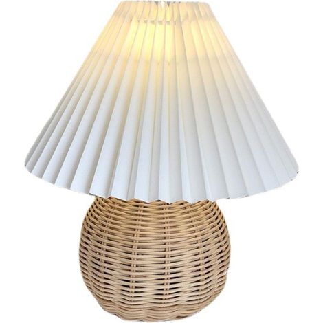 Lampe De Bureau Vintage, Lampe Rotin,Lampe En Osier En Rotin,USB Petite Lampe De Table De Chevet,Pour Chambre À Coucher,Salon,Lampe De Chevet (1/5)