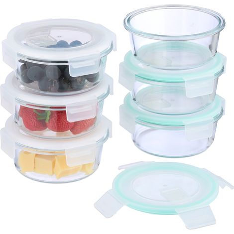Recipientes de vidrio para almacenar alimentos con tapas herméticas (juego de 3)