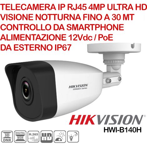 Telecamera Bullet Hikvision Hiwatch HWI-B140H IP 4.0 Megapixel Ultra HD, ottica fissa 2.8mm, PoE, IP67 (1/3)