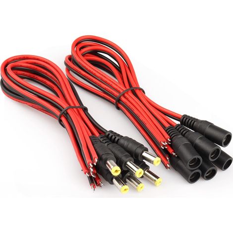 Lot de 5 paires d'adaptateurs DC Mount - Fiche creuse DC Power Jack - 5,5 x 2,1 mm - Pour audio/vidéo/téléphone portable/caméra de surveillance (1/5)