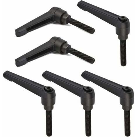6 PCS Poignée de Levier de Serrage M8, Poignées Réglables 32MM de Machine de Poignée de Filetage Mâle en Acier Inoxydable M8 (Noir)