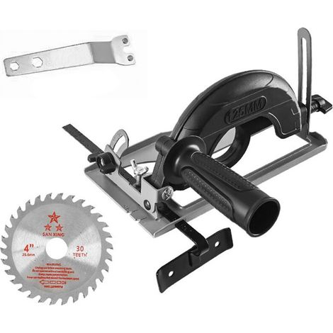 Guide De Coupe Pour Meuleuse D'angle - Profondeur Réglable 0 À 40 Mm - Angle De Biseau 0 À 45° - Compatible Meuleuses 100-125 Mm - Avec Support De Lame Et 1 Lame De Scie À Bois
