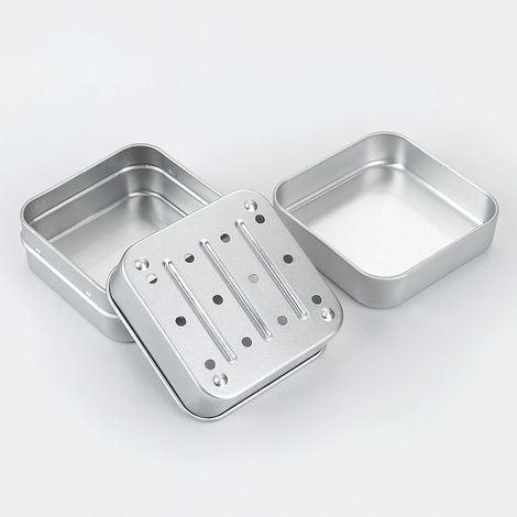 2 Pièces Boîte à Savon en Aluminium Boite Savon avec Égouttoir Amovible Porte-Savon Portable pour Les Voyages Les Voyages d'affaires La Salle de Bain (1/5)