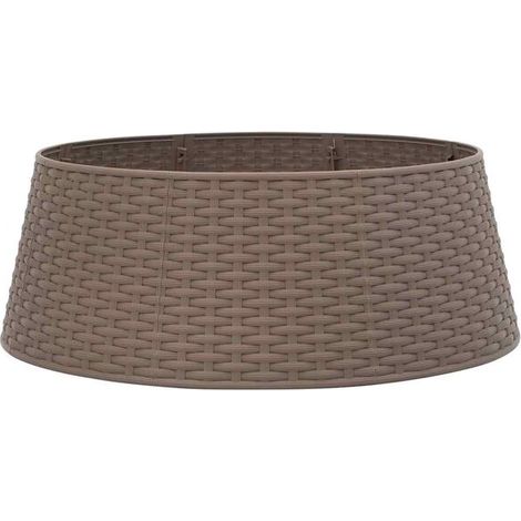 Jupe de sapin de Noël marron, 65 cm de diamètre et 23 cm de largeur, en plastique. (1/5)