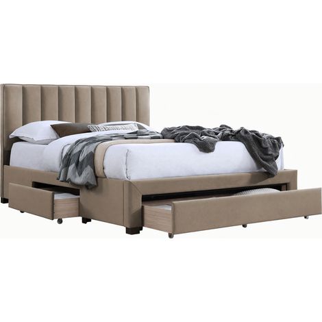 Cama Houston Fides, Taupe, Doble, 140x200, Tapiz, Somieres, 145x214x111cm (1/5)