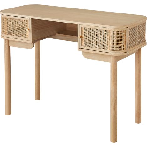 Nordlys – Bureau droit en bois frêne laqué 117x52x78cm – 2 portes coulissantes – Bois certifié FSC – Rangement pratique et esthétique