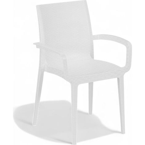 6 sedie impilabili con braccioli in resina effetto rattan bianco Duke (1/3)
