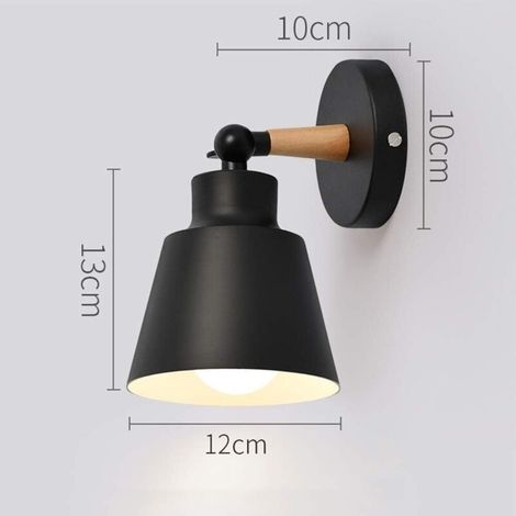 Applique murale en bois noir 12x13cm – Lampe rétro minimaliste E27 – Antirouille et anticorrosion – Pour chambre, couloir, bureau (1/4)