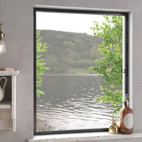 Moustiquaire pour Fenêtre Cadre Aluminium Anthracite 80x100 cm Anti-Insectes (1/5)