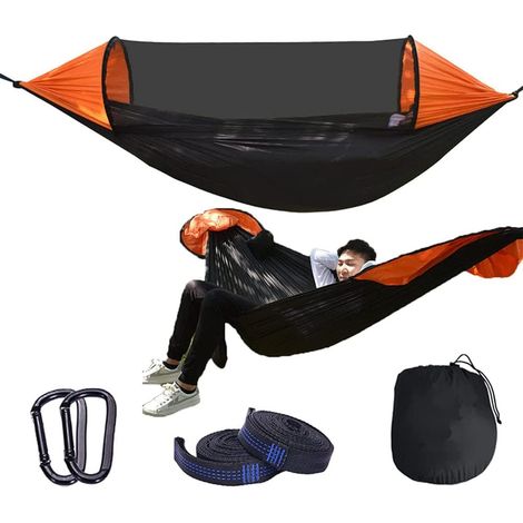 Hamac À Ouverture Rapide Entièrement Automatique avec Moustiquaire, Le Hamac Est Fabriqué en Tissu De Nylon 210T,Le Hamac Convient Au Pique-Nique, Au Camping, À L'extérieur, 280x140cm (1/4)