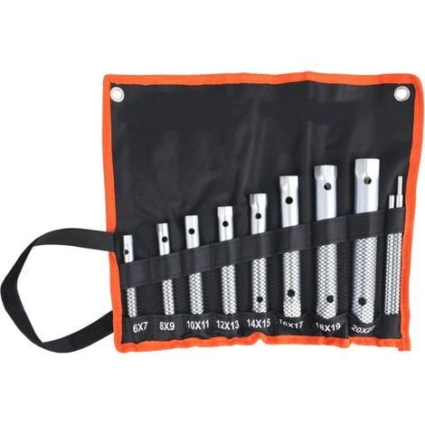 SET CHIAVI A TUBO ESAGONALI 10 PZ DA 6 A 22 MM ACCIAIO CHIAVE CANDELE 466a  (1/3)