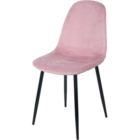 Chaise velours Inoui rose – Assise en velours – Pieds en métal – Dimensions L. 53 x l. 45 x H. 88 cm – Hauteur d'assise 45 cm – Fornord (1/3)