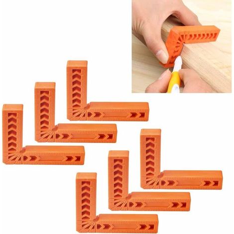 6 Pcs 100mm ABS Positioning Squares, 90 Degree Right Angle Clamps, Portable and Durable Positioning Squares for Boxes, Drawers, Cabinets, Frames, Furniture, Cupboards - Orange (1/5)