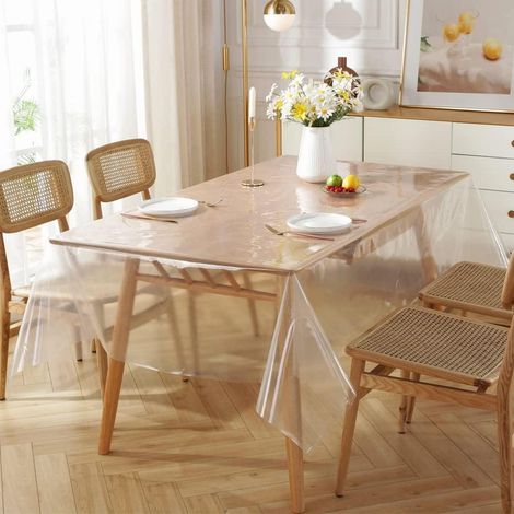 Nappe de table transparente rectangulaire 150x150cm imperméable et lavable