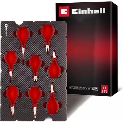 Einhell 8 PC Precision Pliers Set E-Case Inlay Hand Tool Pad Needle Nose Bent (1/5)