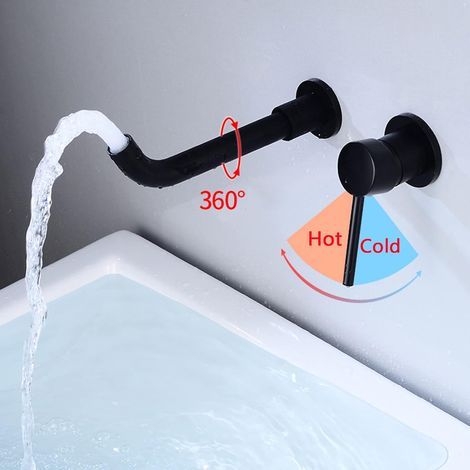 Mitigeur mural chromé pour lavabo, robinet eau chaude/eau froide avec bec de 15 cm, design moderne et résistant. (1/5)
