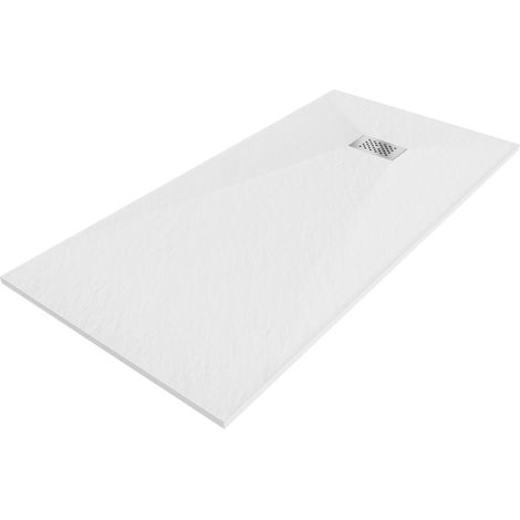 Mexen Hugo bac rectangulaire SMC 180 x 80 cm, blanc, grille inox - 42108018-X (1/5)