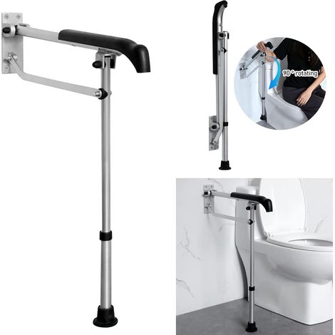 Nannigr Barre d'appui de toilette, main courante de sécurité en alliage d'aluminium, poignées rabattables rabattables, aide à la douche antidérapante, support mural pour toilettes de salle de bain,60c (1/5)