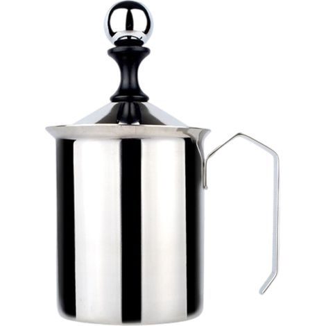 Mélangeur de lait, mélangeur de lait manuel aus Edelstahl, distributeur de café à lait manuel, mélangeur de lait manuel (14 oz/400 ml) (1/5)