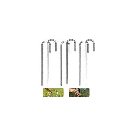 6 Pièces Piquets de Sol en Forme de J, Piquets de Tente en Acier Galvanisé 30cm, Sardines Camping, Crochets en J, Résistant Piquet Fixation Sol pour Tente de Camping Balançoire Auvents de Trampoline