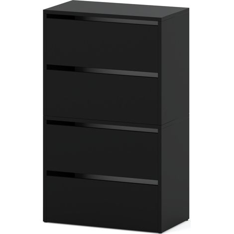 Meuble chaussures HIT - 100 cm - Noir mat - Design moderne - Gain de place élégant (1/3)