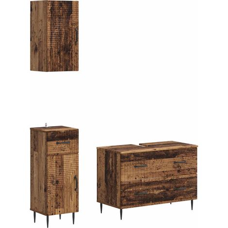 Maison Exclusive - Set di armadietti da bagno in 3 pezzi HAARLEM Legno antico (1/5)