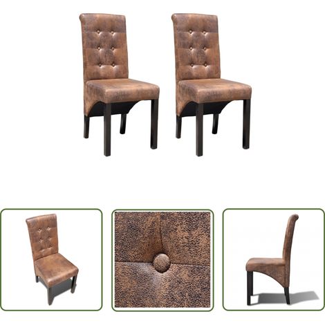 Furniture Limited - Chaises à manger lot de 2 marron similicuir (1/5)