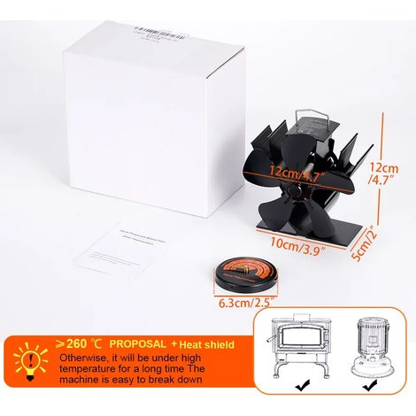 Mini ventilateur de cheminée à 5 pales, alimenté par la chaleur, pour poêle à bois, portable et écologique, silencieux et chaud pour l'hiver, idéal pour la cuisson extérieure. (1/5)