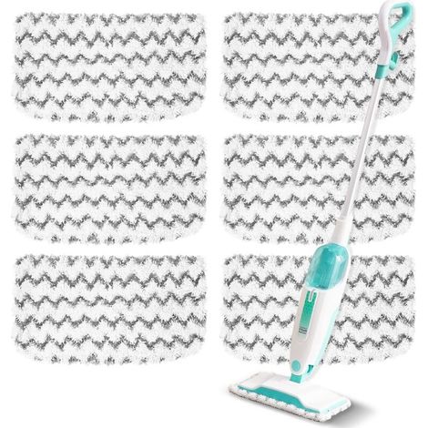 Lot de 6 lingettes de rechange compatibles avec les balais vapeur Shark S1000/S1000A/S1000C/S1000WM/S1001C lingettes lavables et réutilisables en microfibre pour le nettoyage des sols. (1/5)
