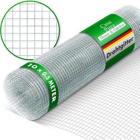 1 Rouleau Grillage, Mailles 6,3mm, Fil 0,55mm, Galvanisé, Jardin, Animaux
