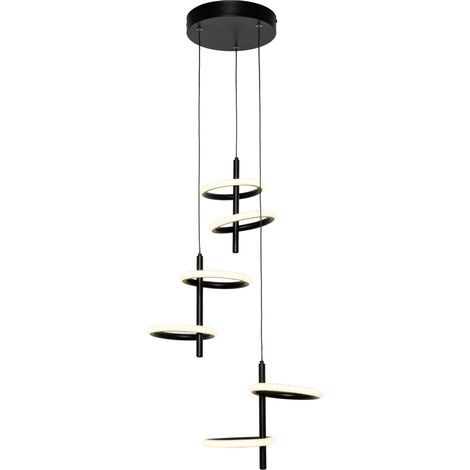 Litecraft Geo Ceiling Pendant 30 Watt Integrated LED Rings 6 Light - Matte Black (1/5)
