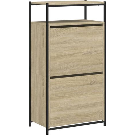 Zapatero mueble de almacenaje para entrada/pasillo/salón acabado roble Sonoma 60 x 34 x 112 cm madera de ingeniería marrón 020021710 (1/5)