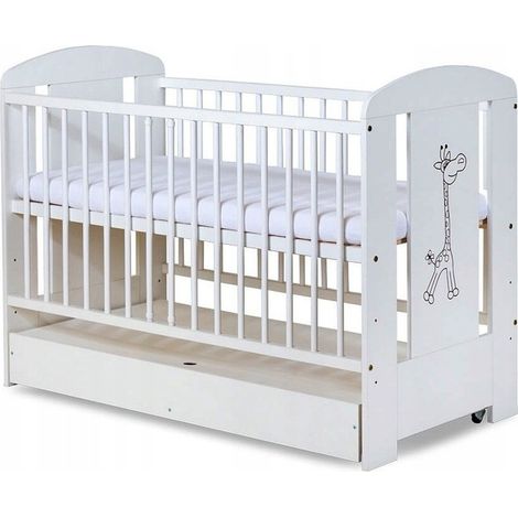 Bb-Loisir – Lit bébé 120x60cm blanc avec tiroir – Lit à barreaux amovible – 3 niveaux de hauteur – Fabriqué en Europe (1/5)
