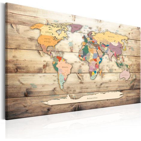 Quadro - World Map: Colourful Continents - 90x60 (1/4)