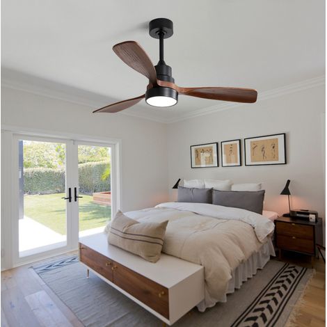 Ventilador de techo de 122 cm (48") - 3 aspas de madera maciza - Motor DC reversible y silencioso - Control remoto - Para sala de estar, interiores (1/5)