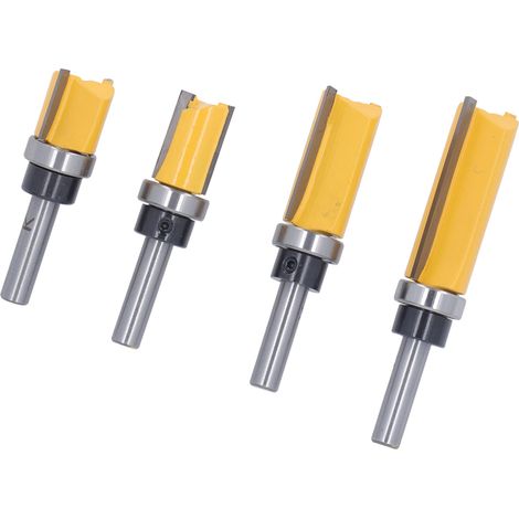 8-mm-Bündigfräser, 4er-Set Holzfräser, Rundschaft, für Feinschnitte, Fräswerkzeug für Holzbearbeitung und Heimwerkerprojekte. (1/5)