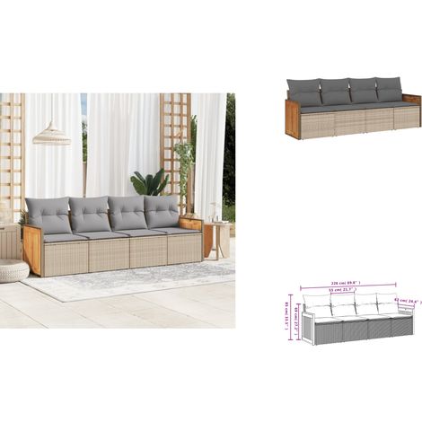 Salon de jardin avec coussins 4 pcs beige résine tressée - Ensemble Salon De Jardin - Meuble De Jardin - Salon Extérieur - Résine Tressée - Rotin Synthétique (1/3)