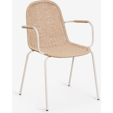 Pack de 4 sillas de comedor apilables con reposabrazos en ratán sintético Reiven SKLUM