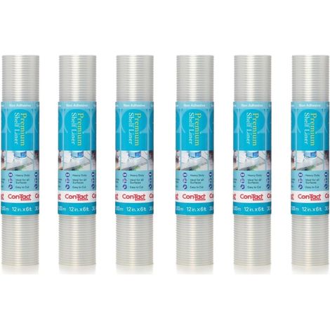 Lot de 6 Rouleaux de revêtement Non adhésif pour étagère et tiroir, 30,5 cm x 1,8 m, nervuré Transparent (1/5)