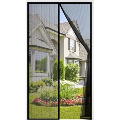 royaluxe-Moustiquaire de porte magnétique 120x210 CM – Polyester noir – Installation rapide sans outils – Protection contre insectes volants