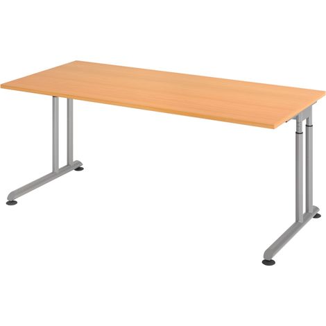 bümö Schreibtisch Serie-Z Rechteck: 180 x 80 cm  Buche Silber