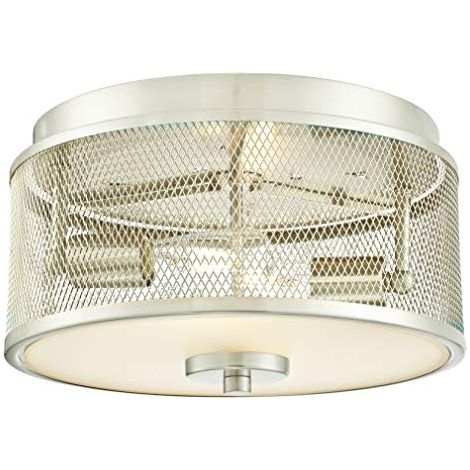 Westinghouse Lighting 63279 Apparecchiatura da soffitto per montaggio rasente da interno, 33 cm, finitura di nichel spazzolato con maglia e vetro smerigliato (1/4)