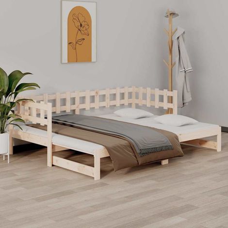 Lit coulissant sans matelas 2x(80x200) cm Bois de pin massif (1/5)