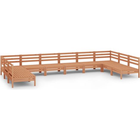 Mobili da giardino mobili da esterno set di mobili 10 pezzi in legno di pino massiccio marrone miele 020015267