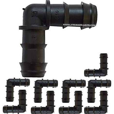 Pack 20 Codo Riego por Goteo 16mm  Codo conector tuberia 16 mm  Codo Goteo para Manguera de Riego 16mm negro (1/5)
