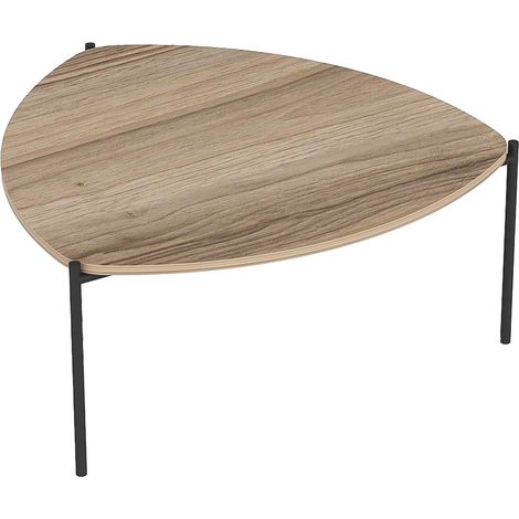 Table basse triangulaire en acier et effet bois (1/5)