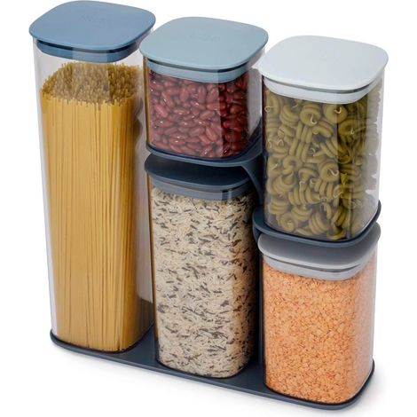 Set of 5 Podium de Joseph Joseph Editions, stapelbare Gläser mit Ständer, luftdicht und mit Silikondichtung de, Fassungsvermögen 500 ml bis 1,9 L, Farbe sky (1/5)